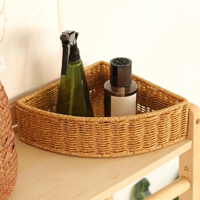 J0MC Desk Basket for Corner Storage, Fan Holder for Cosmetics, Paper Clip, Remote Control and Home Office Accessories, Table