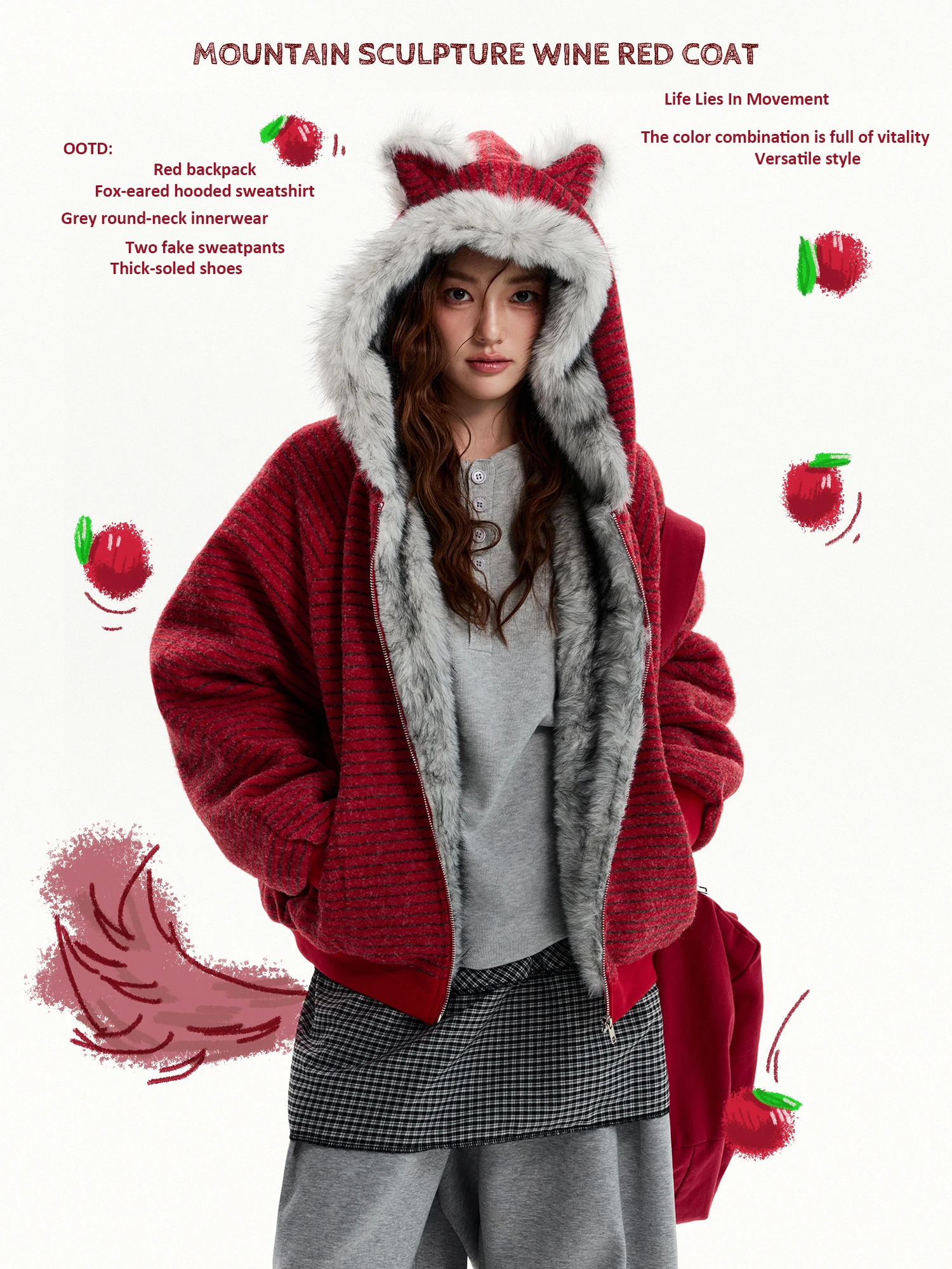 

Мягкая и уютная женская толстовка Damon Island American Sle с капюшоном, воротником из меха в полоску и принтом Mountain Eagle, хлопок, зимняя, трендовая