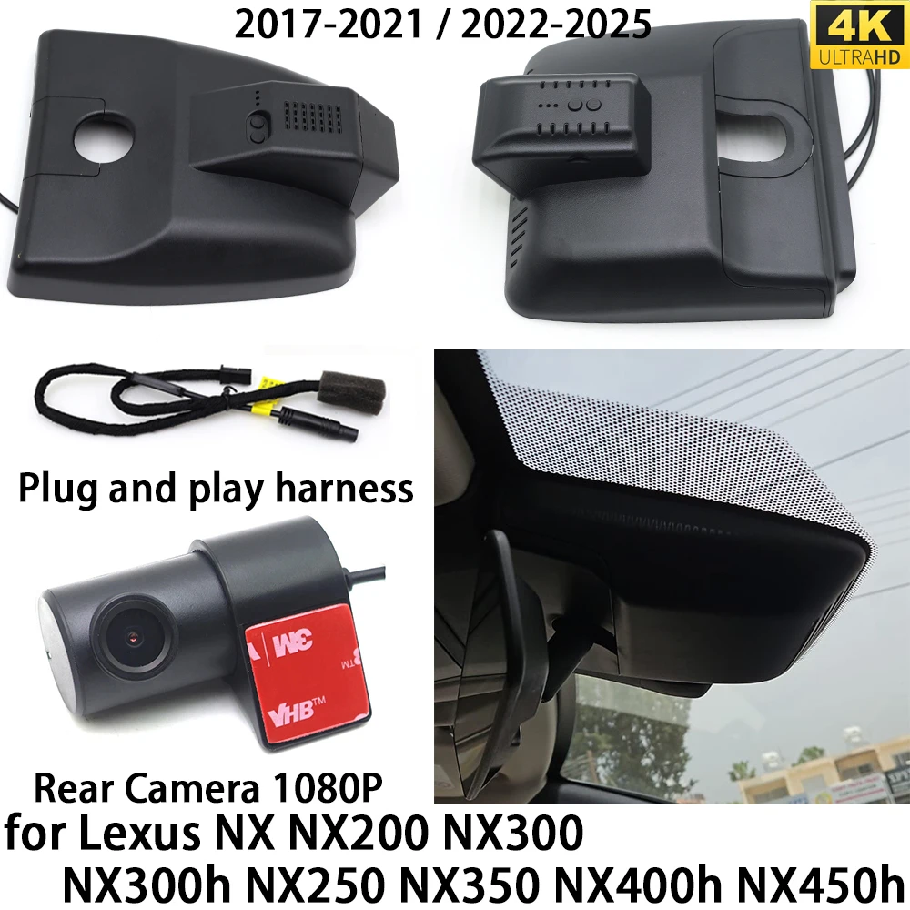 for Lexus NX NX200 NX300 NX300h NX250 NX350 NX400h 4K DVR Dash Cam OEM Front Rear Camera Video Recorder Night Vision Wifi 2160P
