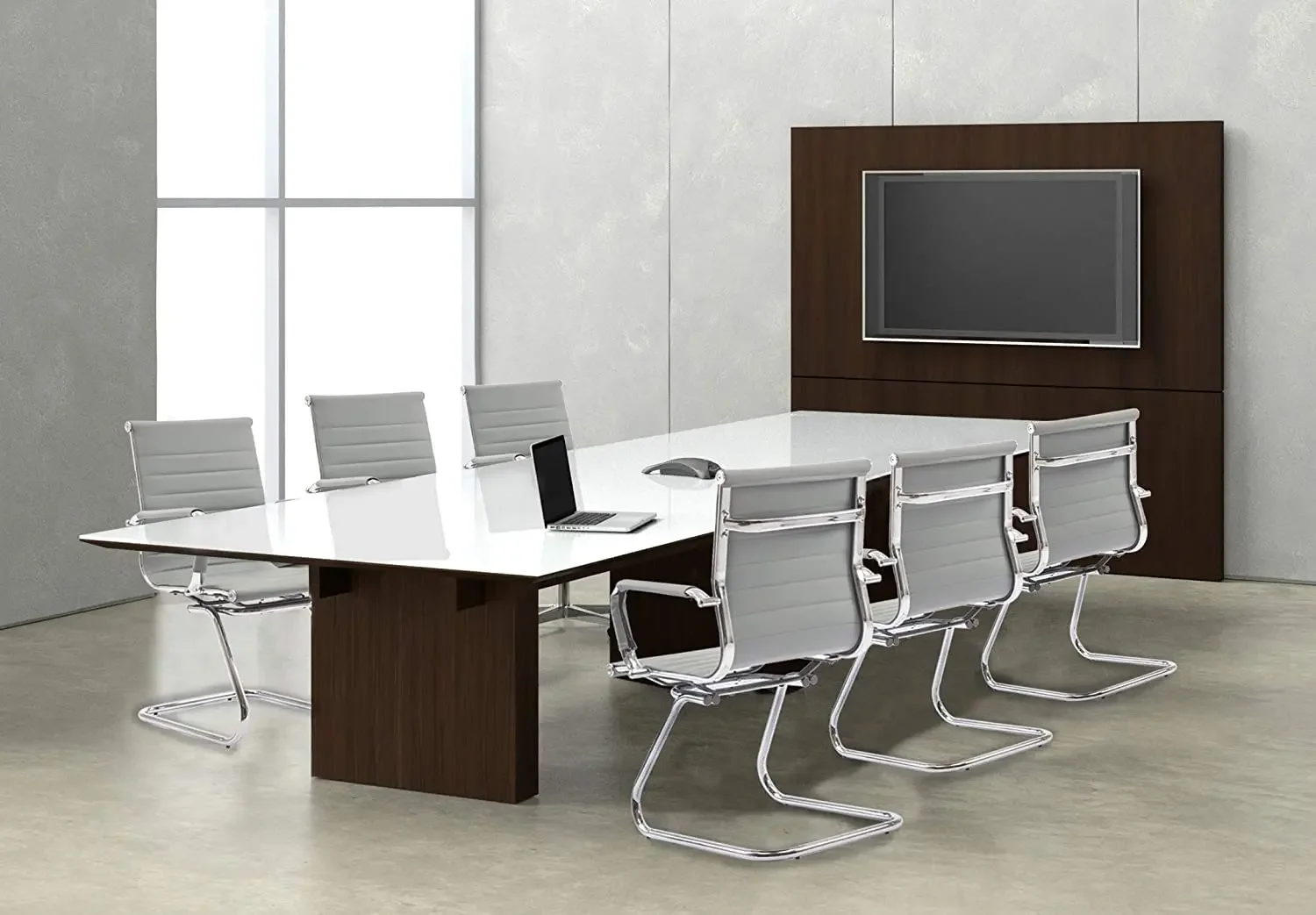 Guyou Kantoorreceptie Gastenstoelen Set Van 8 Mid-Back Pu Metalen Been Slee Basis Conferentie Ontvangstkamerstoelen