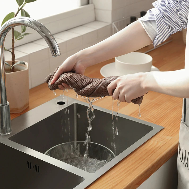 Baumwolle Handtuch Weichen, Saugfähigen Geschirrtuch Küche Dish Lumpen Waben Atmungsaktive Gesicht Waschen Handtuch Haushalts Reinigung Tuch Waschlappen – Detail 7