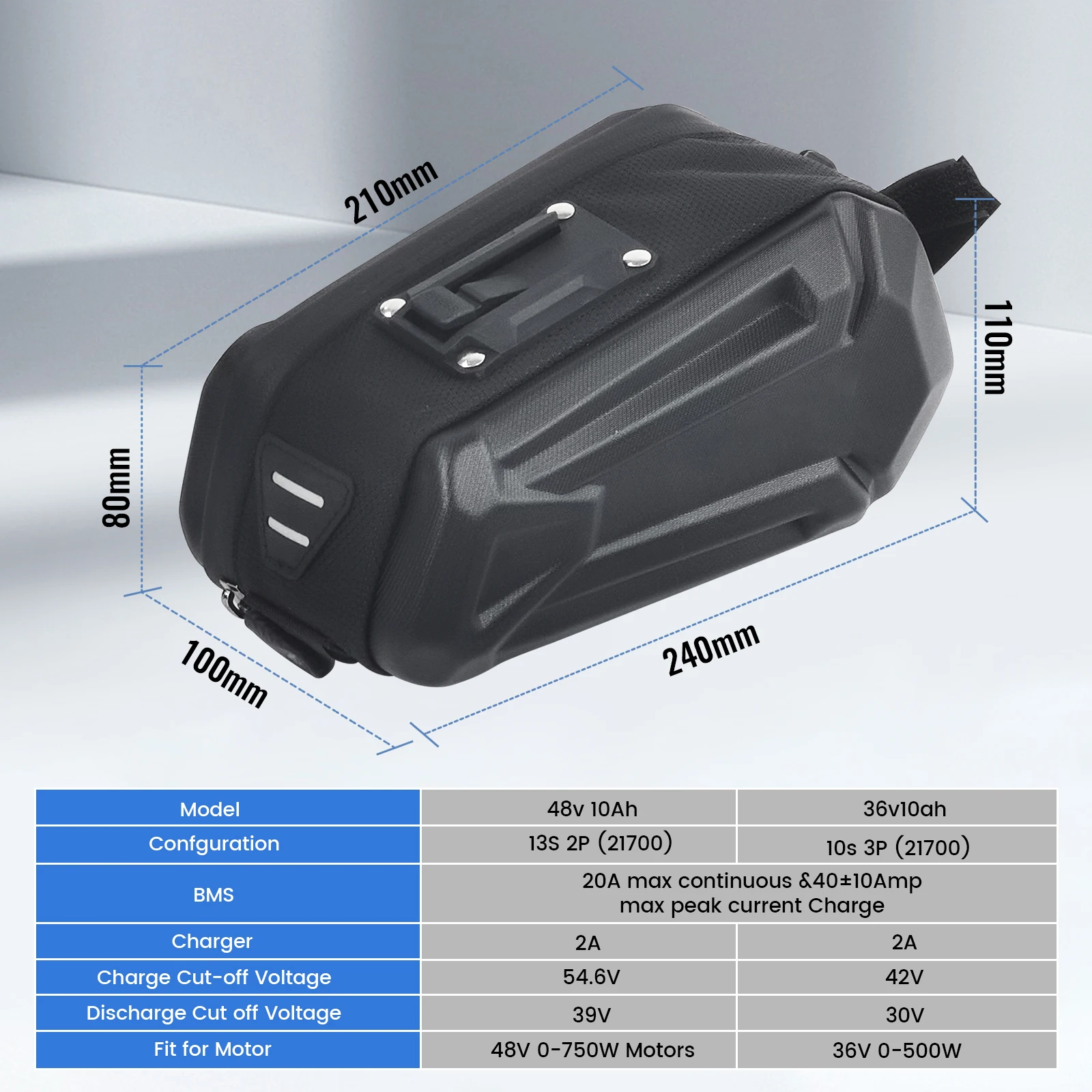 48v 36v Ebike Battery Pack 10Ah lithium ion Waterproof Li ion Batteries for 250W-1000W Motorcycle/Trikes/Bicycle