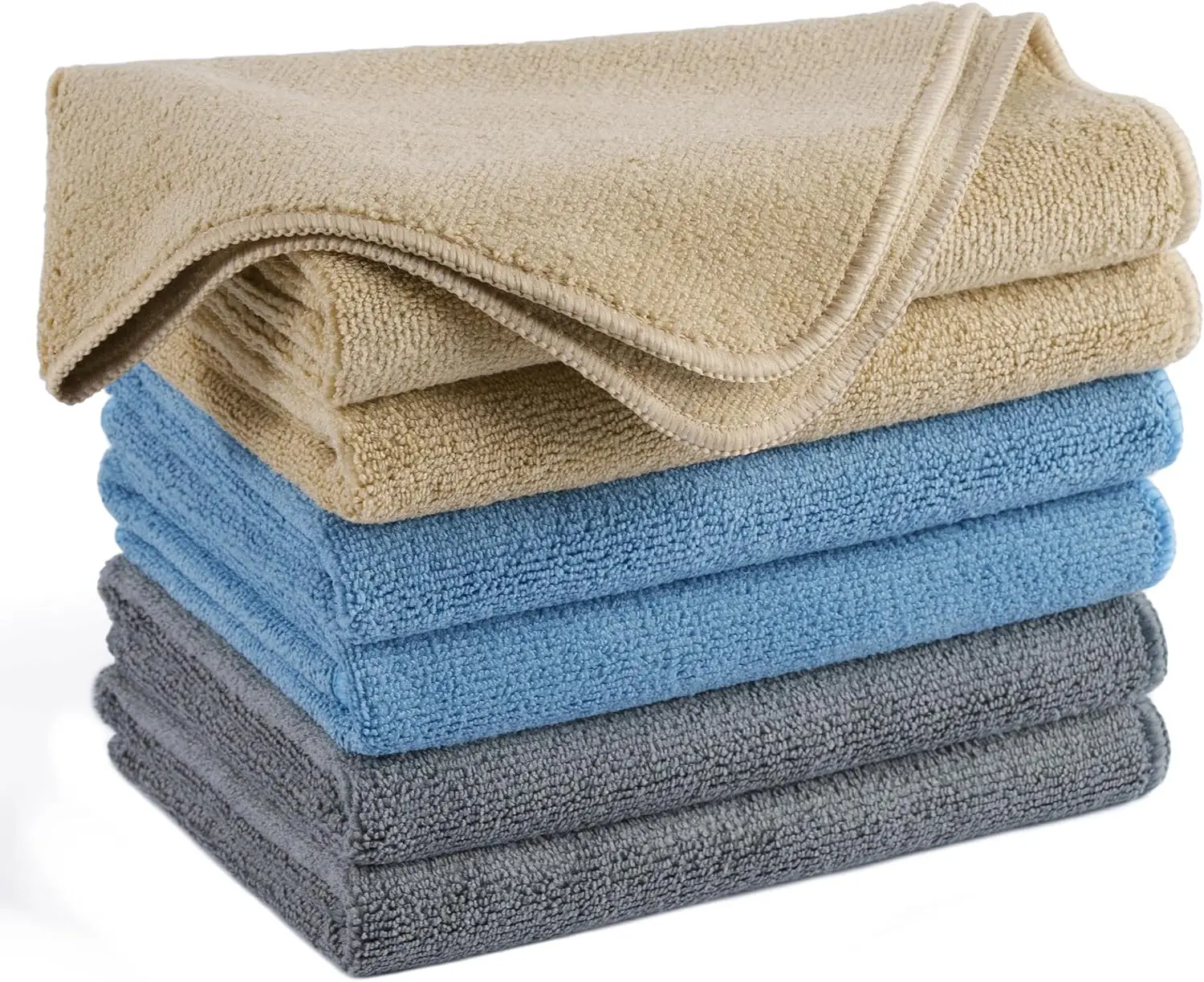 

Профессиональные салфетки из микрофибры для уборки, 16x24 дюйма, набор из 6 штук (синий, верблюжий, серый) для превосходной чистоты