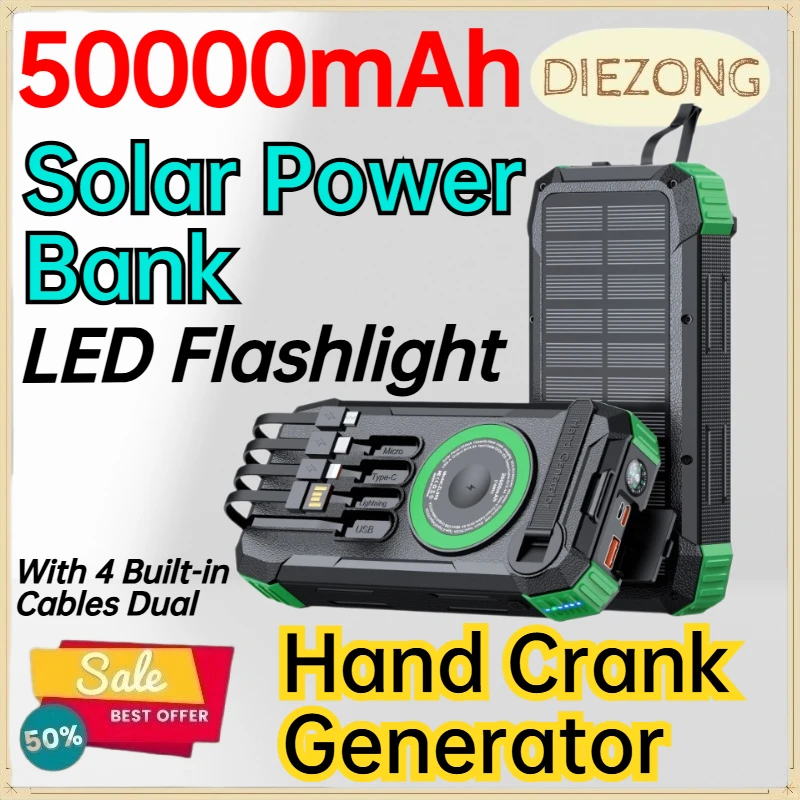 Solar Emergency Charger - 50000mAh Solar Powerbank voor draagbare noodlader