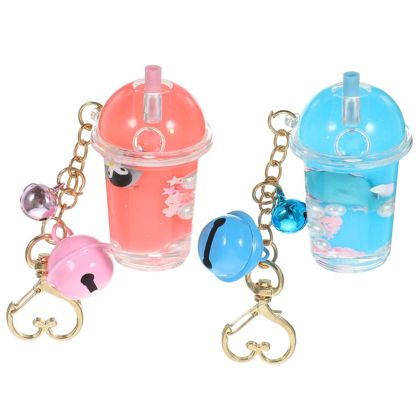 Milk Tea Cup Pendant Keychain Holder Acrylic Creative Bell Ring Bag Bottle Fashion Hanging Decoration Elegant While Wallet