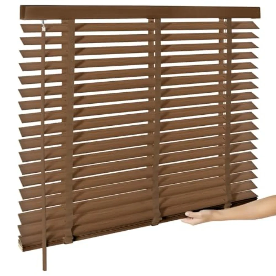 

2" Cordless Wood Blinds for Indoor Windows - Horizontal Window Blinds Easy Install with Privacy Protection for Bedroom Living R