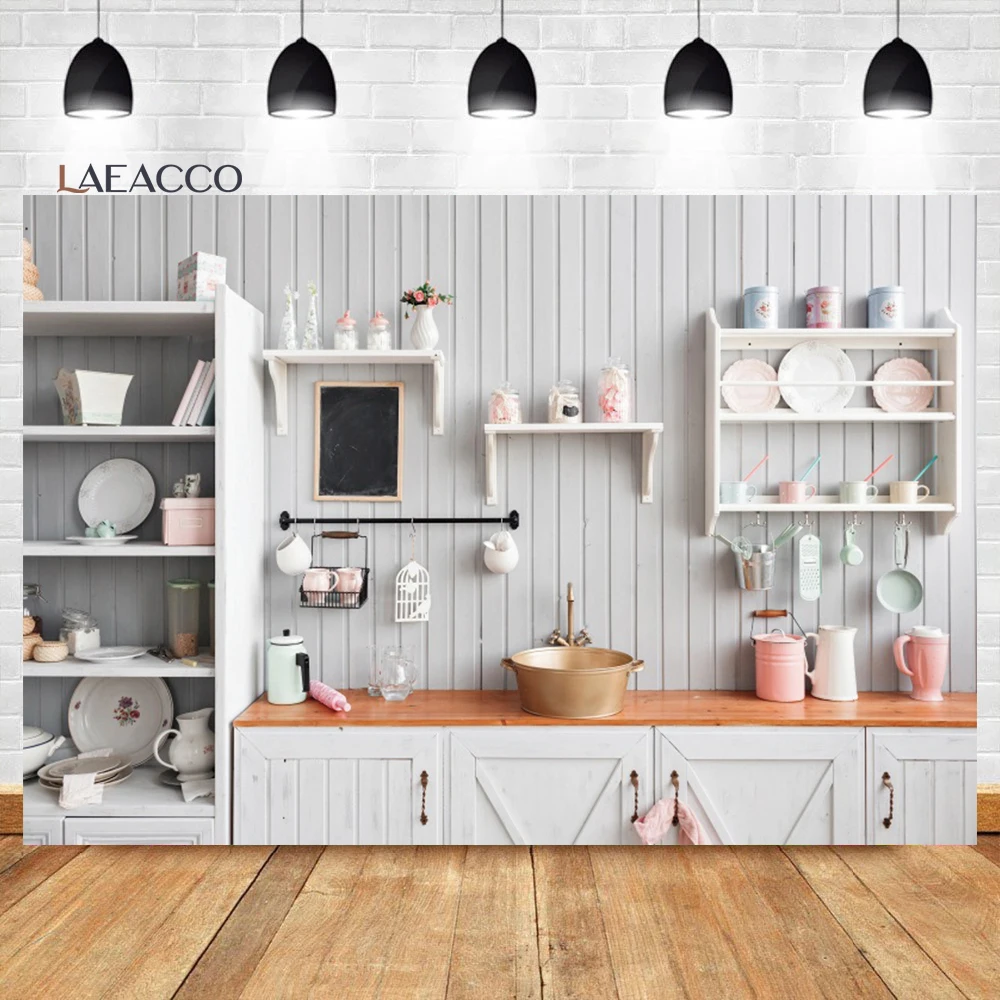 คริสต์มาสห้องครัวโมเดิร์นการถ่ายภาพฉากหลัง Retro ไม้ Cook ตกแต่งพื้นหลังสตูดิโอทารกแรกเกิดภาพ Props