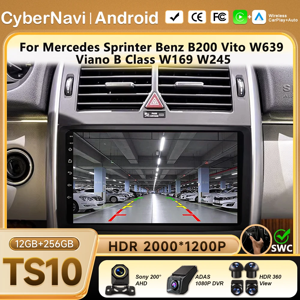 Car Radio For Mercedes Sprinter Benz B200 Vito W639 Viano B Class W169 W245  Wireles Carplay Android Auto Intelligent Car System