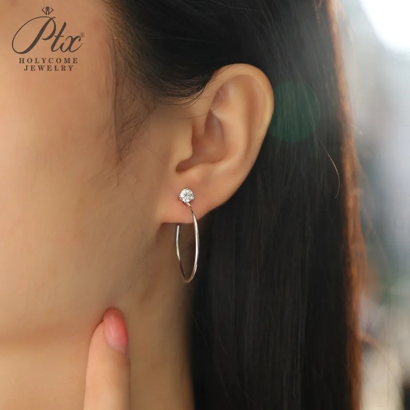 Moissanite Earrings VVS1 Clarity 925 Sterling Silver Ear Studs Trending Fishion Charm Daily Wear Jewelry for Women Banquet Party