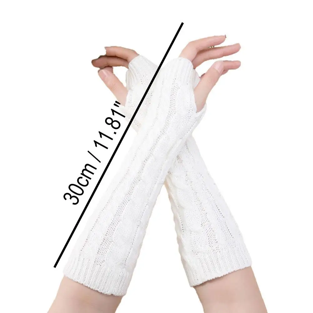 موضة الشتاء لوليتا قفازات طويلة بدون أصابع النساء الشتاء الذراع أدفأ محبوك الذراع كم عادية لينة الفتيات الشرير القوطية القفازات