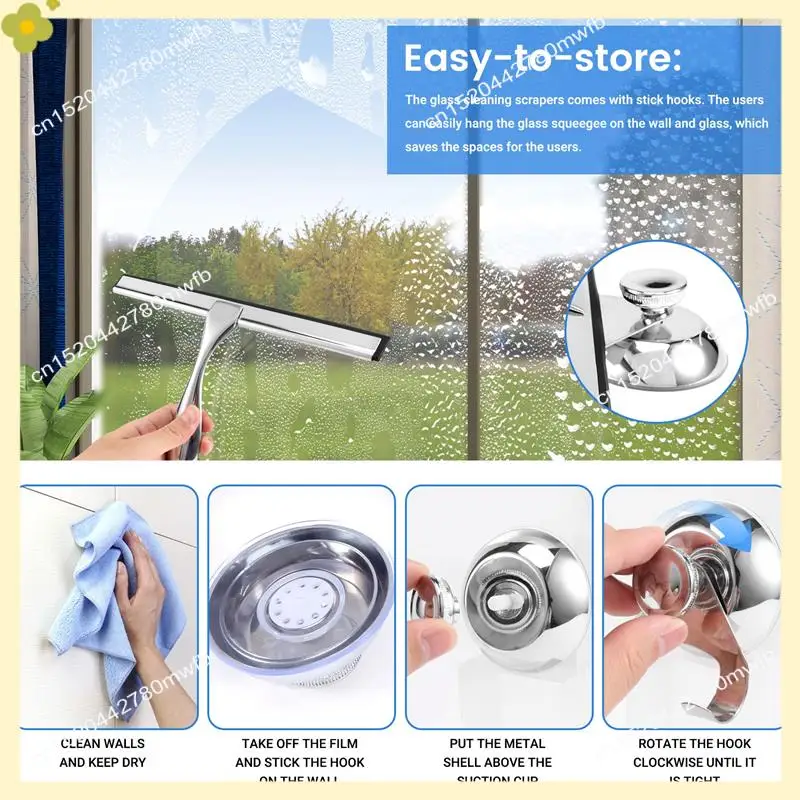 LDHL Премиум-скребок из нержавеющей стали для душевых дверей, ванной комнаты, окон и автомобильных стекол, универсальный стеклоочиститель