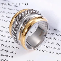DICOTICO Fashion Multi-layer Splicing Rings For Women Gold Silver Color Stainless Steel Wedding Bands Anillos Mujer Jewelry Gift