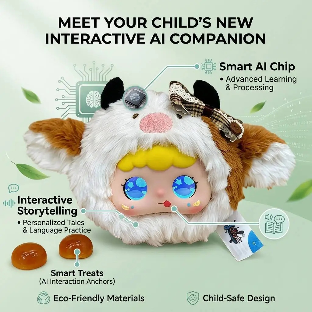 Portable Smart AI Emotional Plush Bear Vivid LED Expression Voice Chat OEM Custom Teen Desktop Collectible Ornament Gift - view 5