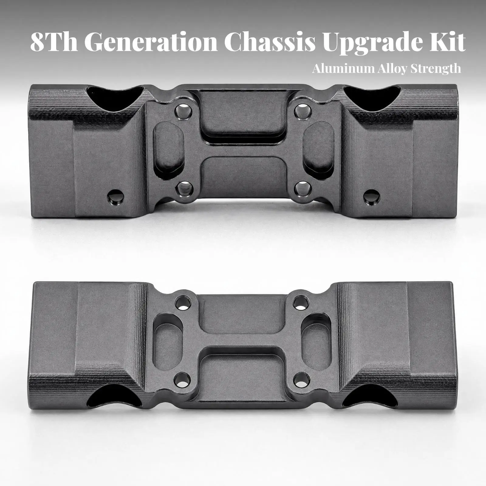 Machined Aluminum Beam Component Low-Profile Rigid Elongated Beam Upgrade for Hobby-Grade Chassis 8th Iteration Builds