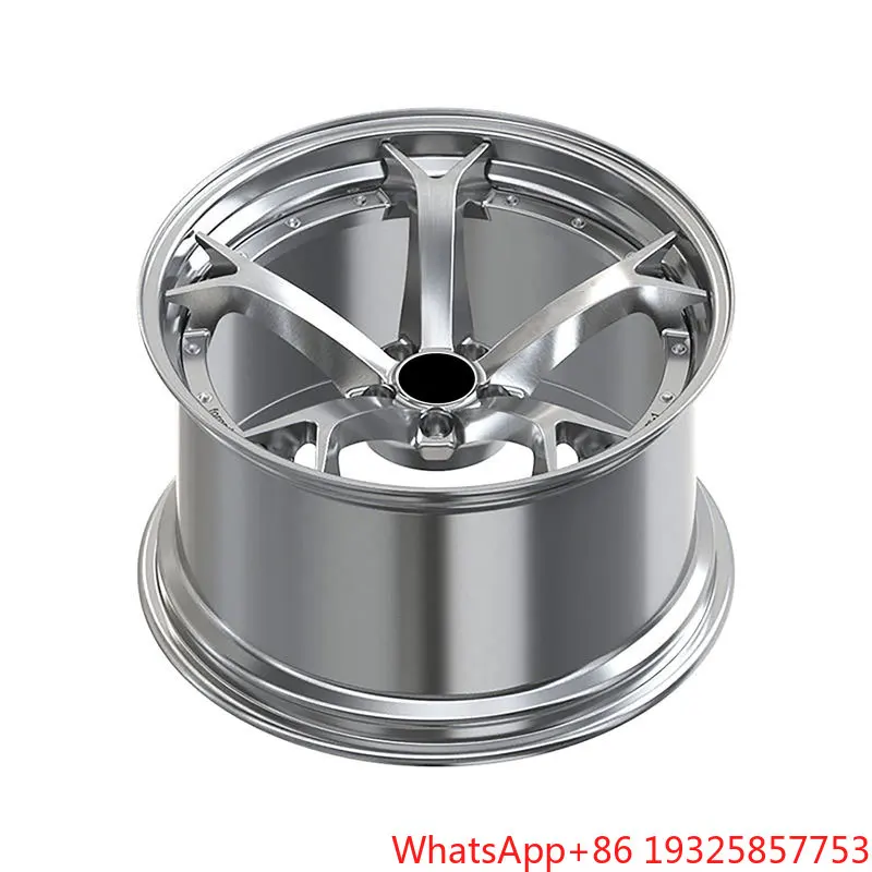 SJ Customized 5x112 5x114.3 5x120 2-piece Polished Silver Forged Aluminum Alloy Car Wheels for