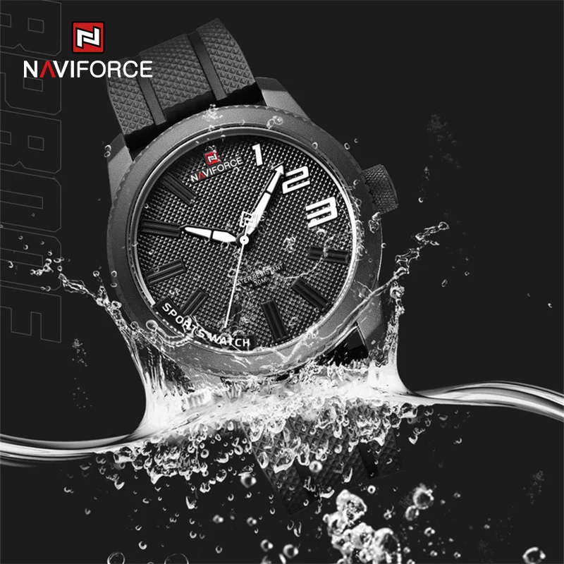 NAVIFORCE Sports Silicone Men\'s Quartz Watch Fashion Business Men Watch Cool Dial Casual Waterproof Men\'s Watch Gifts For Men