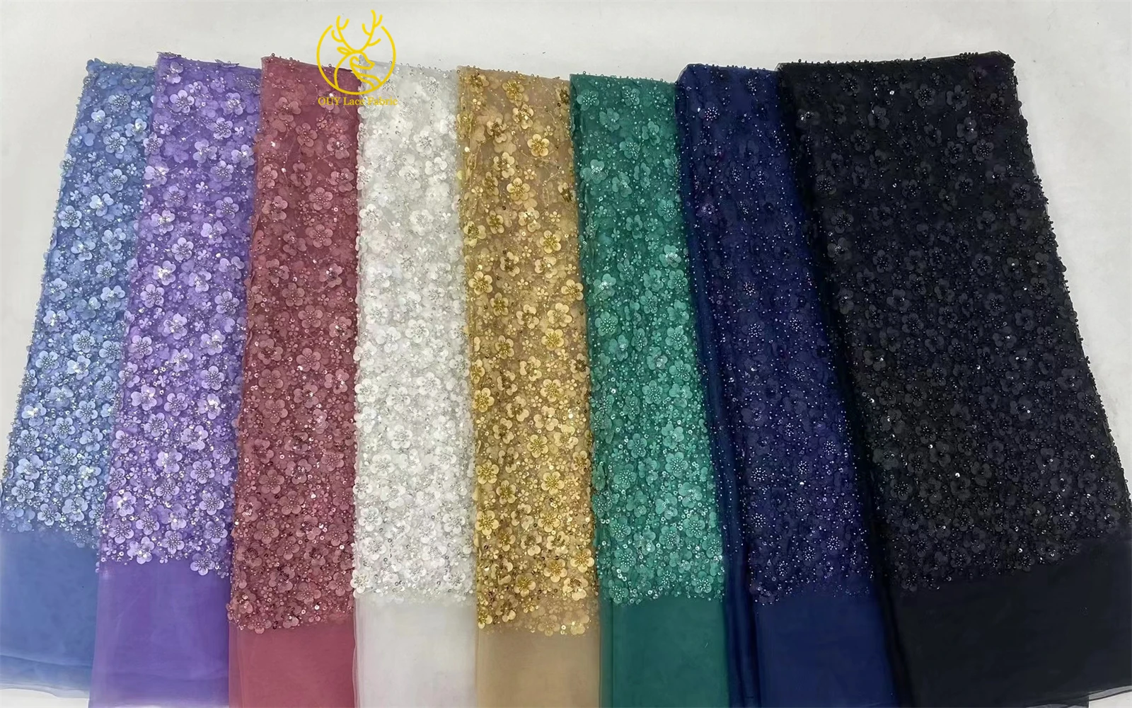 Tela de encaje de tul verde con bordado 3D de encaje francés nigeriano y lentejuelas, tela de encaje africana de alta calidad con cuentas 2026 para vestidos de fiesta