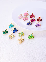 Stainless steel light luxury gold-plated teardrop colored earrings delicate women's jewelry