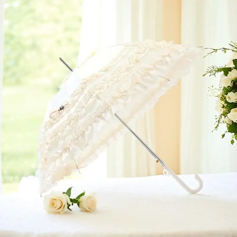 

Зонт-трость Princ Arch с длинной ручкой, прямой, автоматический, для защиты от солнца, кружевной, свадебный, для домашнего использования, женский, модный