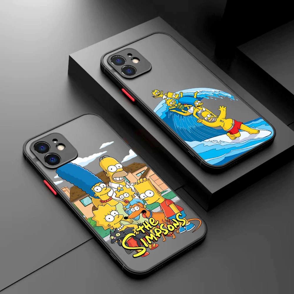 Grappig De S-Simpsonss Telefoonhoesje Voor Samsung S24 S23 S22 S21 S20 S10 Fe Note20 Note10 Plus Ultra Lite 5G Matte Transparante Hoes