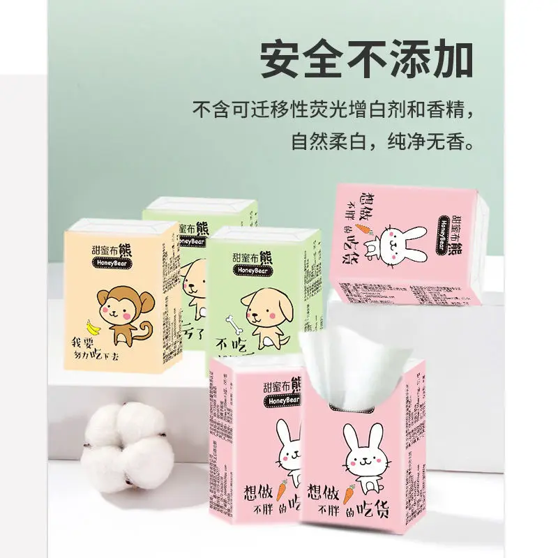 10 Packs of Cartoon Printed Handkerchiefs 3Ply Portable Small Packs of Napkins Facial Tissues Pocket Paper Napkins Paper Towels