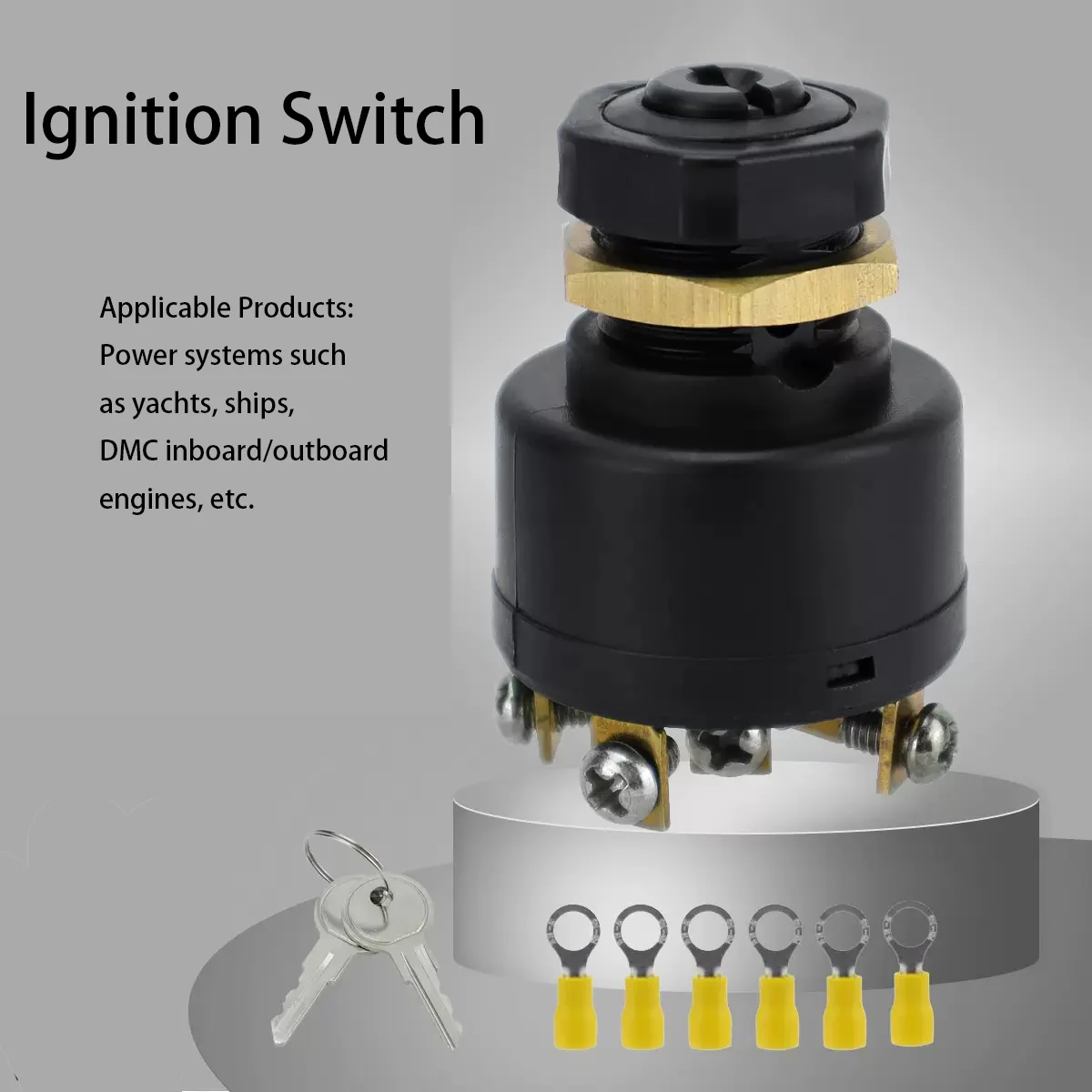 Marine Brass Outboard Ignition Switch & Inboard Flame-Retardant Power Start Switch with Wiring Terminals for Yachts