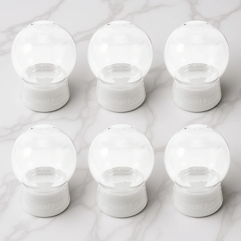 

6Pcs Crystal Ball Accessories Transparent DIY Snow Globe 270Ml Empty Water Globes for Christmas Halloween Craft Decor Plastic
