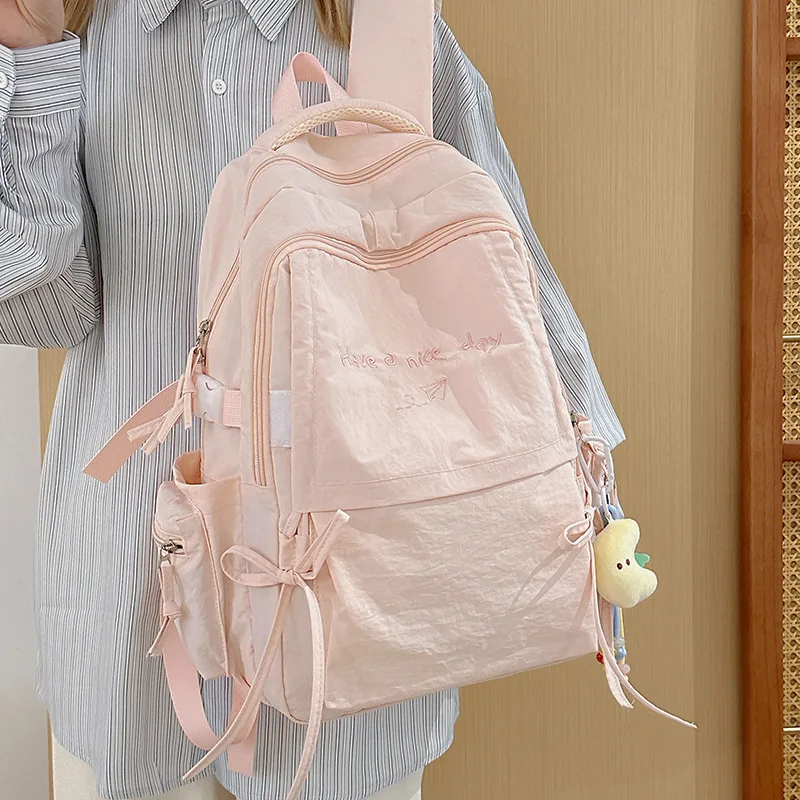 

Preppy Style Nylon Backpack for Teenage Girls Large School Book Bags Children Travel Backpacks