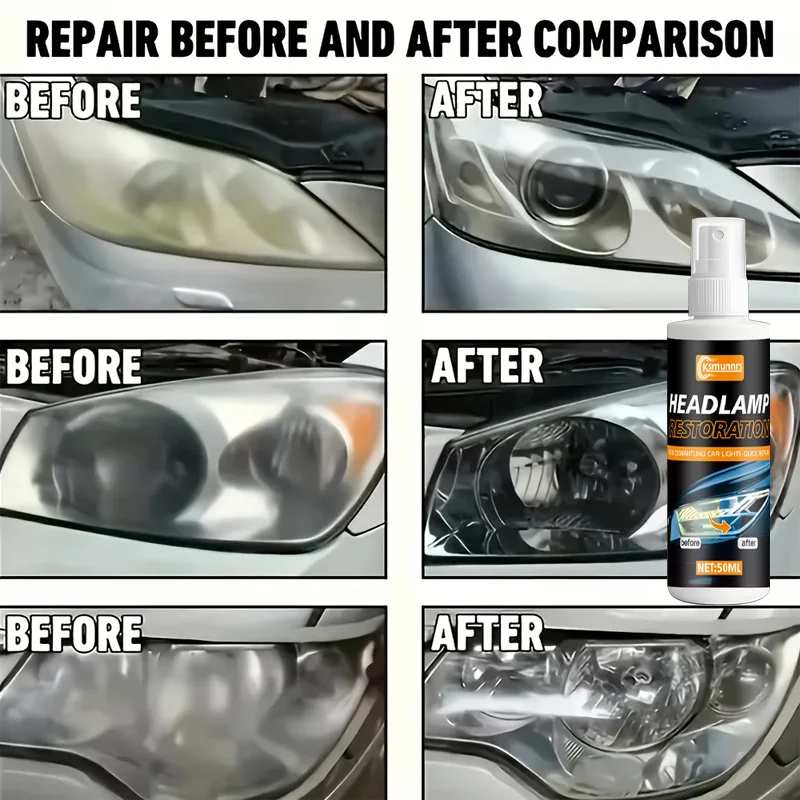 50Ml Professional Car Headlight Restorer - Removes Yellowing, Oxidation, And Haze - Lens Polishing Abrasive - Effectively Improv