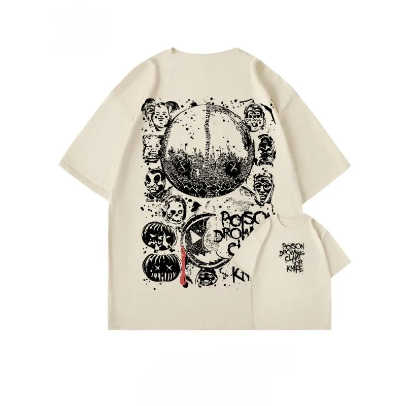 

Футболка на Хэллоуин, мужская футболка ужасов, темный ветер, фильмы ужасов, одежда уникального дизайна, футболка с короткими рукавами, персонализированная мужская одежда