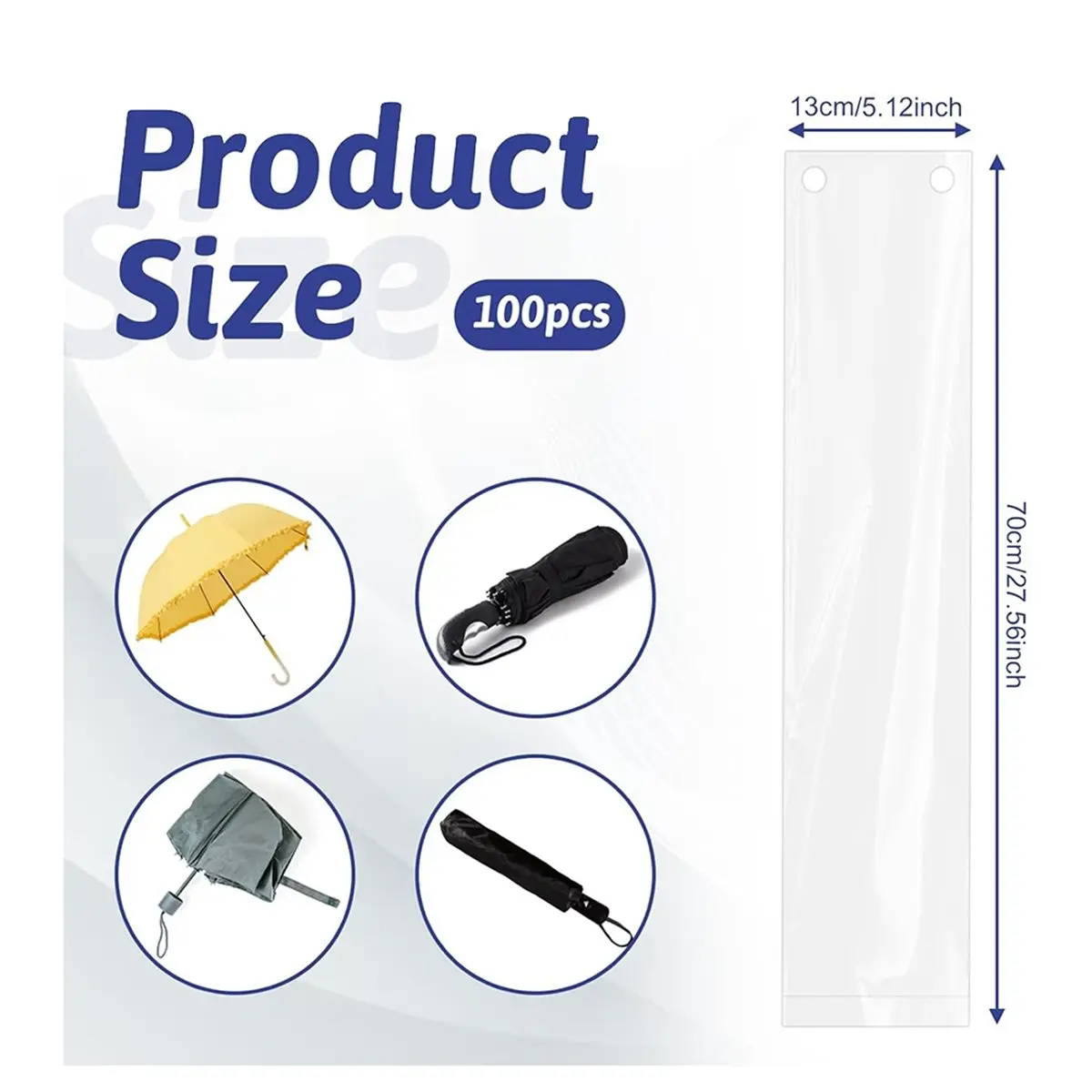 2026 Trend 100PCS Clear Disposable Umbrella Bags Long Wet Umbrellas Bags Disposable Covers Long Rain Umbrellas Sleeves