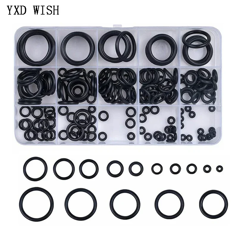 200Pcs Nitrile Rubber O Ring Set Gaskets Waterproof Oil-proof Washer Combo Set Sealing Elastic Band O-Ring Rubber Rings DIY Set