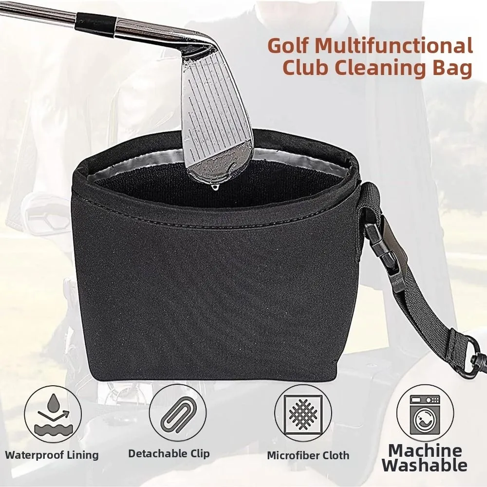 Portable Golf Club Cleaning Bag Washable with Fabric Golf Cleaning Bag Durable Water Resistant Golf Ball Wash Bag Outdoor Sport