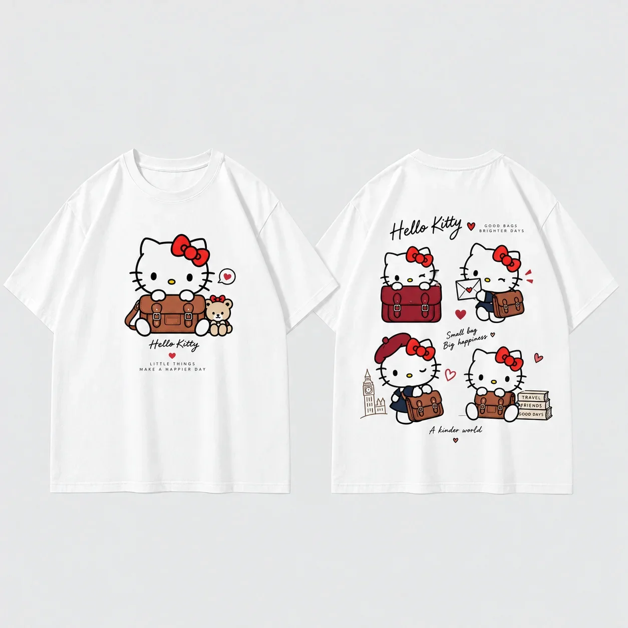 Unisex Men's Women's Sanrio Hello Kitty Kuromi My Melody Friends Graphic Print T Shirt White Kawaii Streetwear Short Sleeve Top