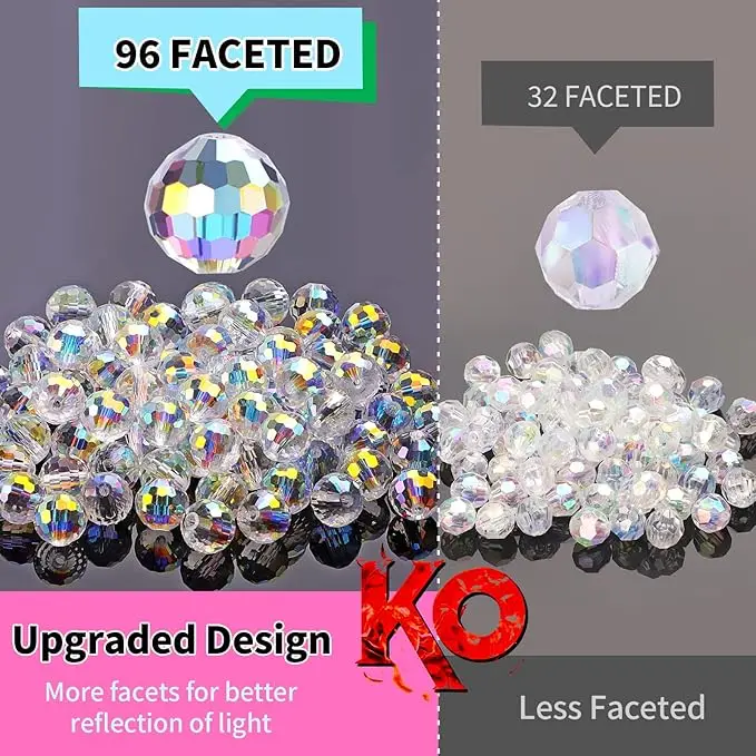 6mm 8mm 10mm Faceted Crystal Glass Beads Multicolor Round Bulk for Jewelry Making Necklace Bracelet Earring