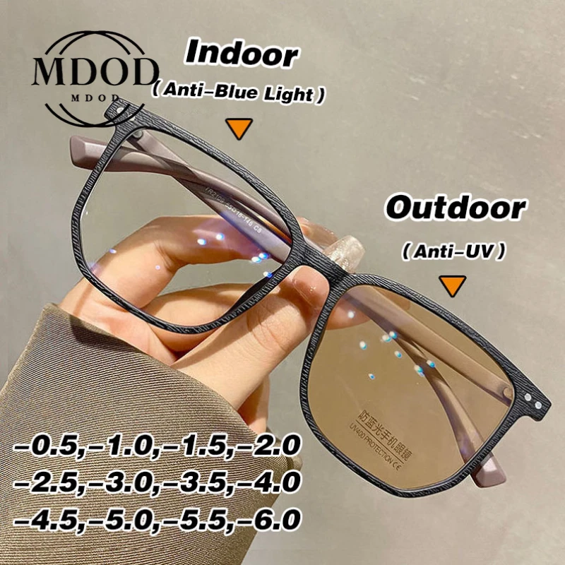 

Anti Blue Light Myopia Glasses Degrees 0 To - 6.0 Photosensitive Color Changing Reading Glasses Outdoor Sunshade Sunglasses