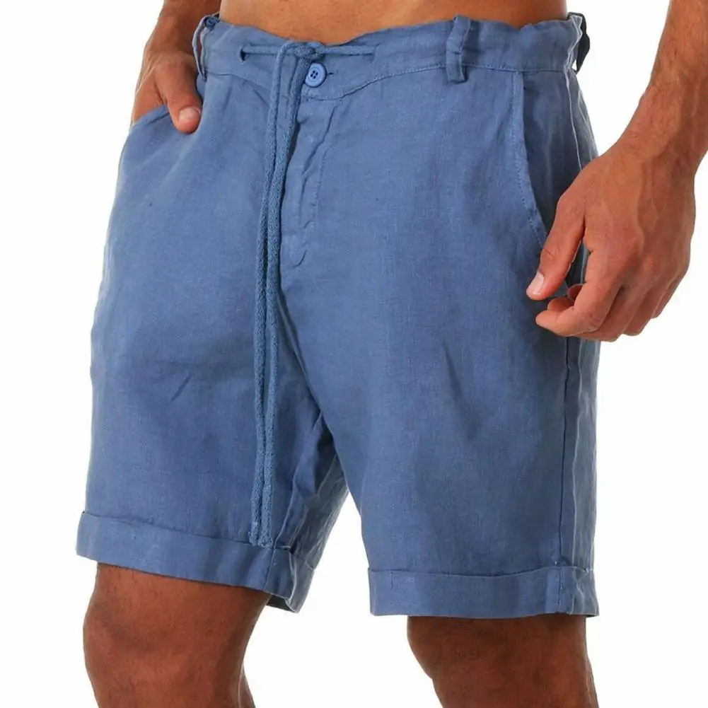 Nieuwe Katoenen Linnen Shortbroek Heren Zomer Ademende Effen Kleur Eenvoudige Loszittende Fitness Shorts Streetwear