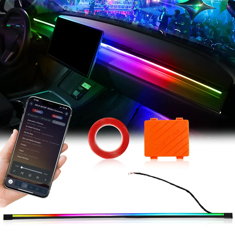 

200cm 78.74in Car Ambient Light RGB Symphony Front Windshield Dashboard LED Interior Acrylic Auto Atmosphere Lamp App Control