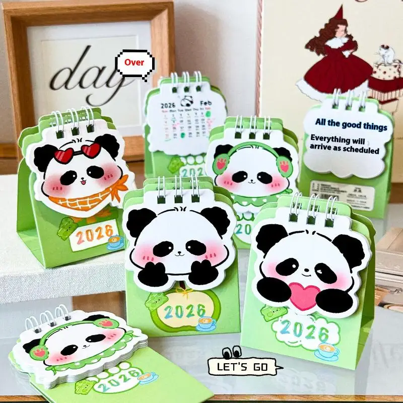 2026 Year Cartoon Panda Desktop Mini Desk Calendar Clock In Program Student Rewards Creative Gifts June 2025-December 2026