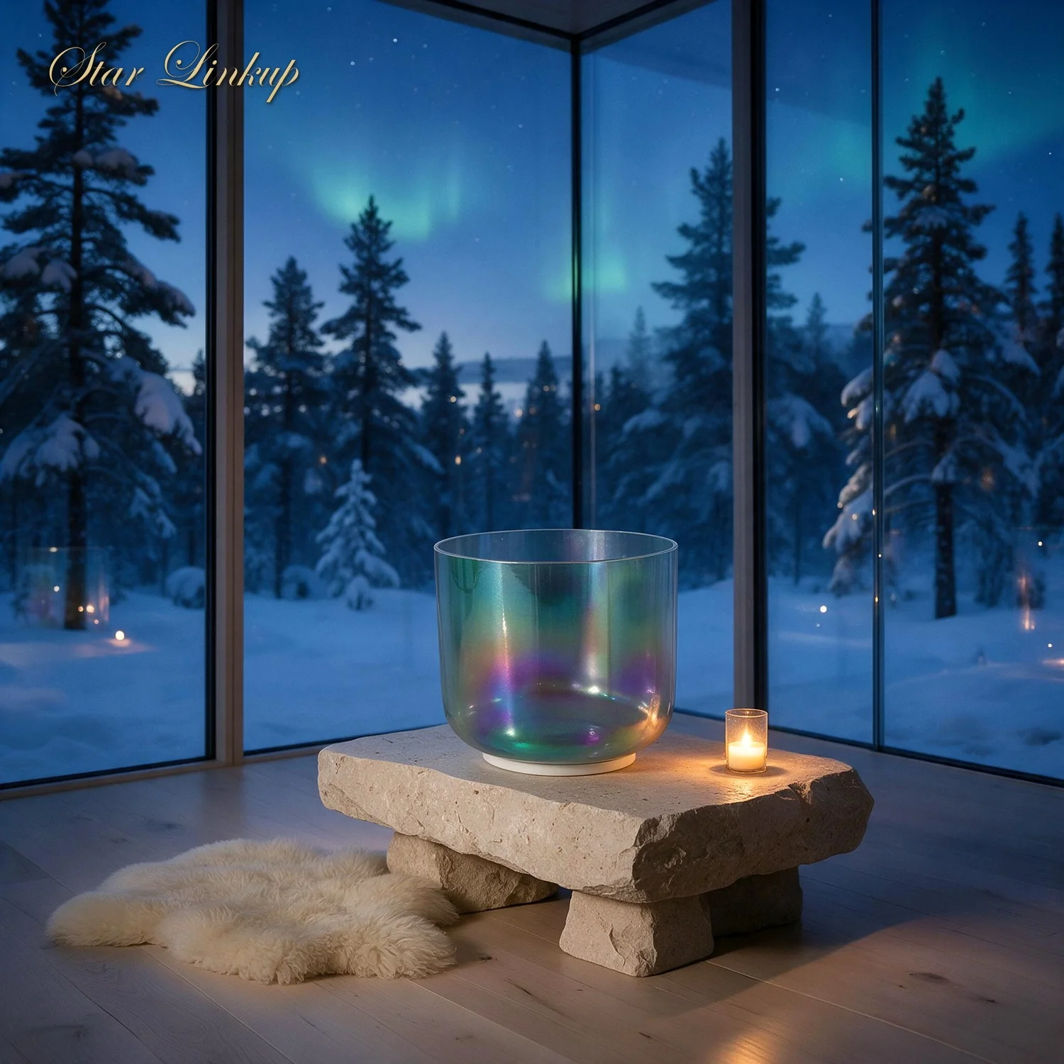 STAR LINKUP Aurora Borealis Crystal Singing Bowl 432Hz Teal Violet Iridescent for Sound Bath Meditation Yoga
