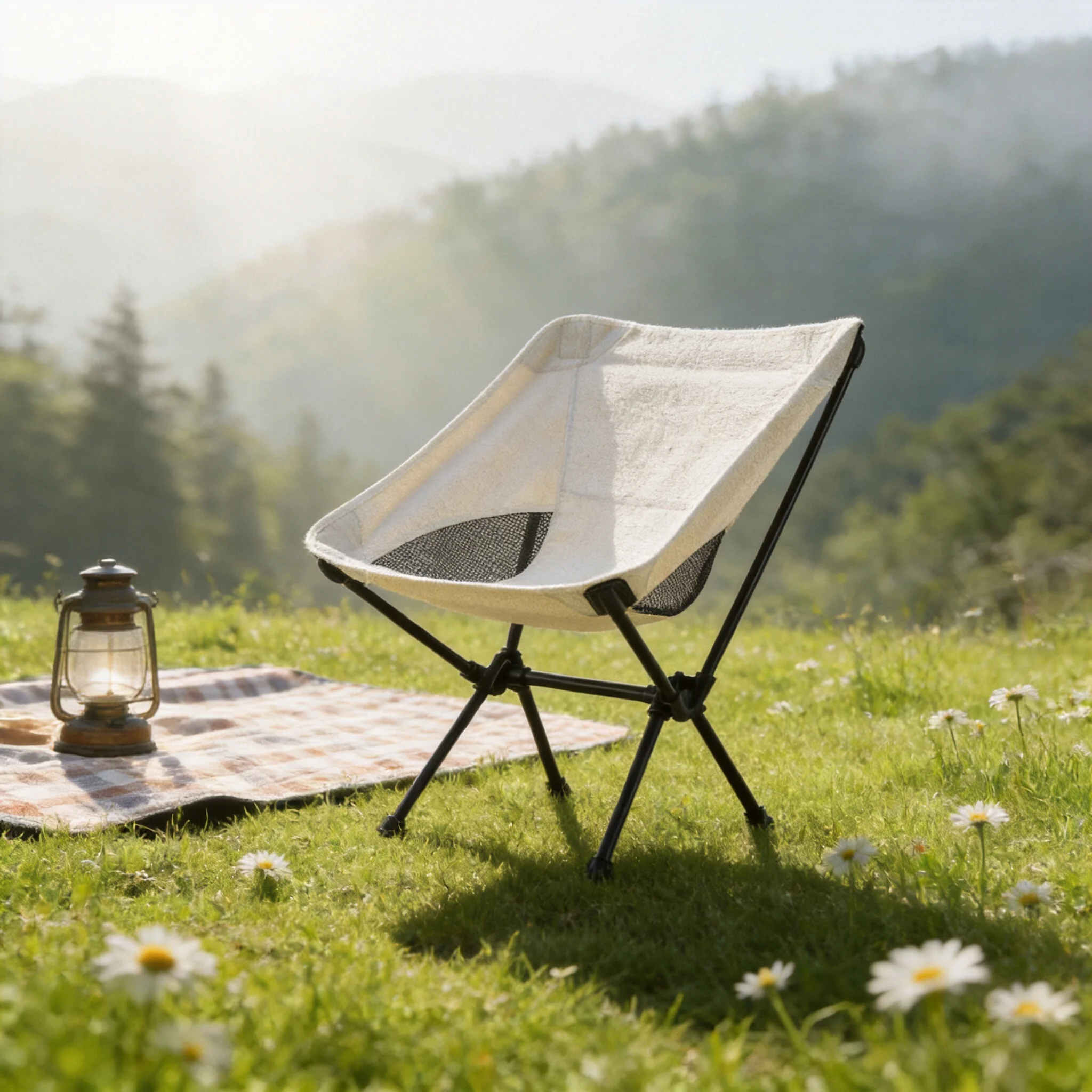 Modern outdoor furniture folding moon chair. Ultra-light portable camping chair butterfly chair for patio garden furniture set