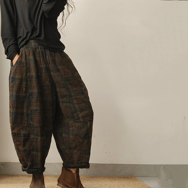 

Новое поступление 2025 года, зимние женские теплые утолщенные хлопковые брюки хорошего качества до щиколотки, повседневные свободные шаровары с эластичной резинкой на талии Y99