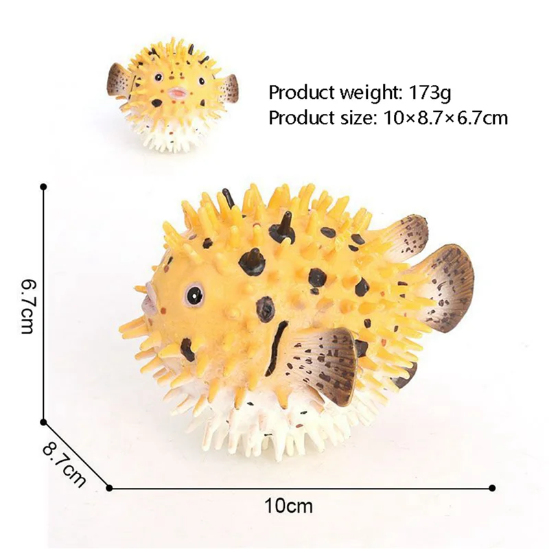 3X Pufferfish Figurine Realistic Plastic Wild Pufferfish Figurine Set For Collection Science Educational Prop