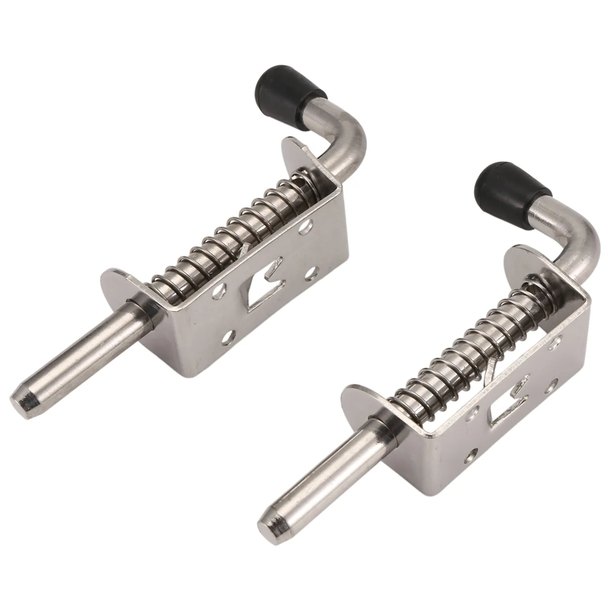 BISM1 2Pcs 5 Inch Stainless Steel Spring Loaded Latch Pin Barrel Bolt 2mm Thickened Door Lock Brushed