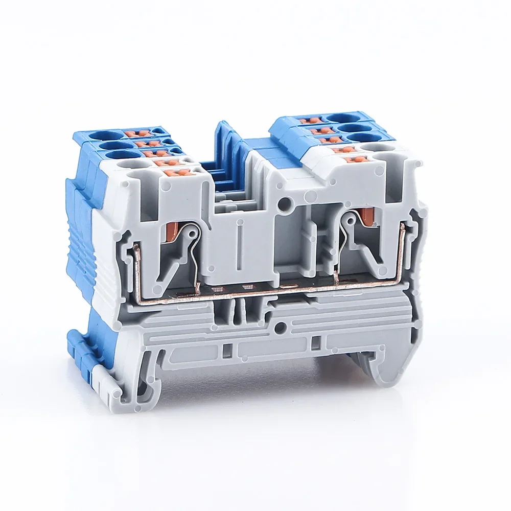 1Pc Din Rail Terminal Block PT-2.5 Six Colors Push In Spring Electrical Terminal Strip Block Connector PT2.5 Wire Conductor