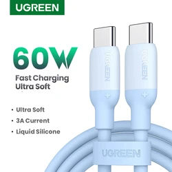 UGREEN 60W USB Type C Cable 100W USB C to USB C Cable Silicone fast charging For Apple ipad iPhone 16 15 Macbook Charger Android