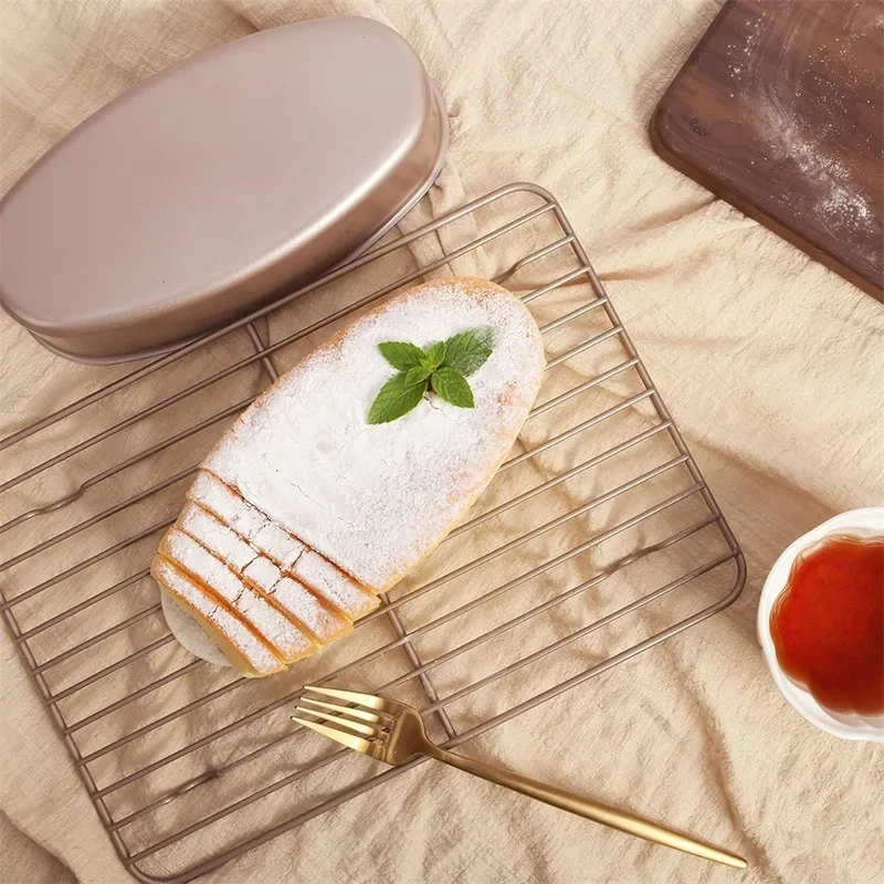 Molde para hornear antiadherente ovalado de acero al carbono de 23CM, bandeja de lata para tarta, tarta de queso y pan, accesorios para herramientas para hornear