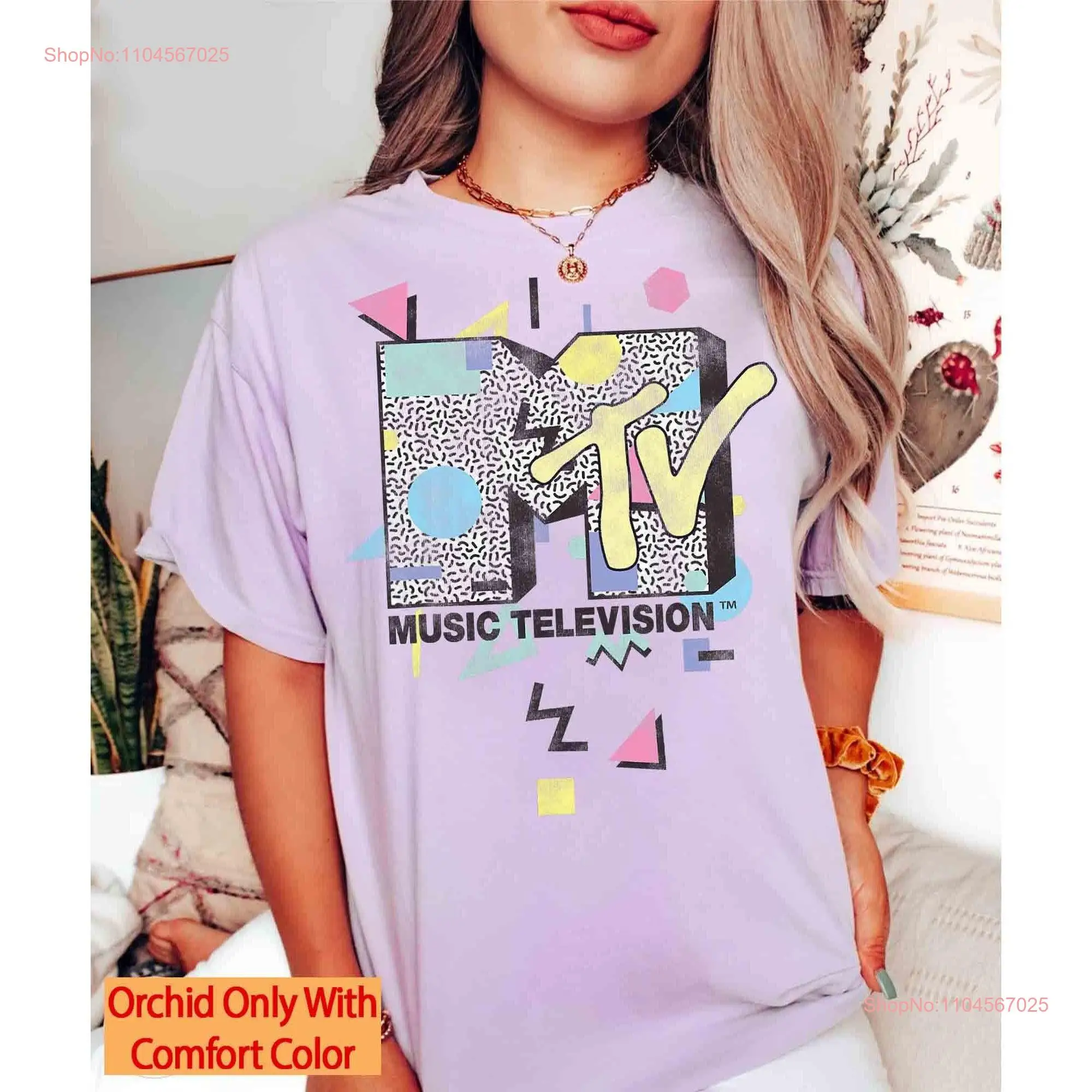 MTV Retro Shape Design Logo T Shirt 80s 90s Wash Vintage Family Matching Birthday Girl Trip long or short sleeves