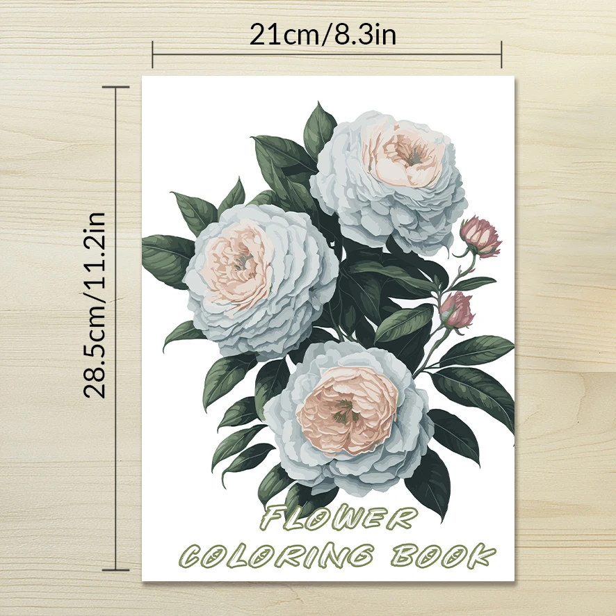 Coloring Book - 8.3 x 11.2 inches 32 pages of beautiful flower coloring book - ideal gift for family or friends
