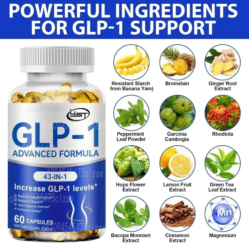 GLP 1 Supplement Containing Akkermansia Probiotic Capsules for Metabolism, Digestion, and Intestinal Health - Vegan, 60 Capsules